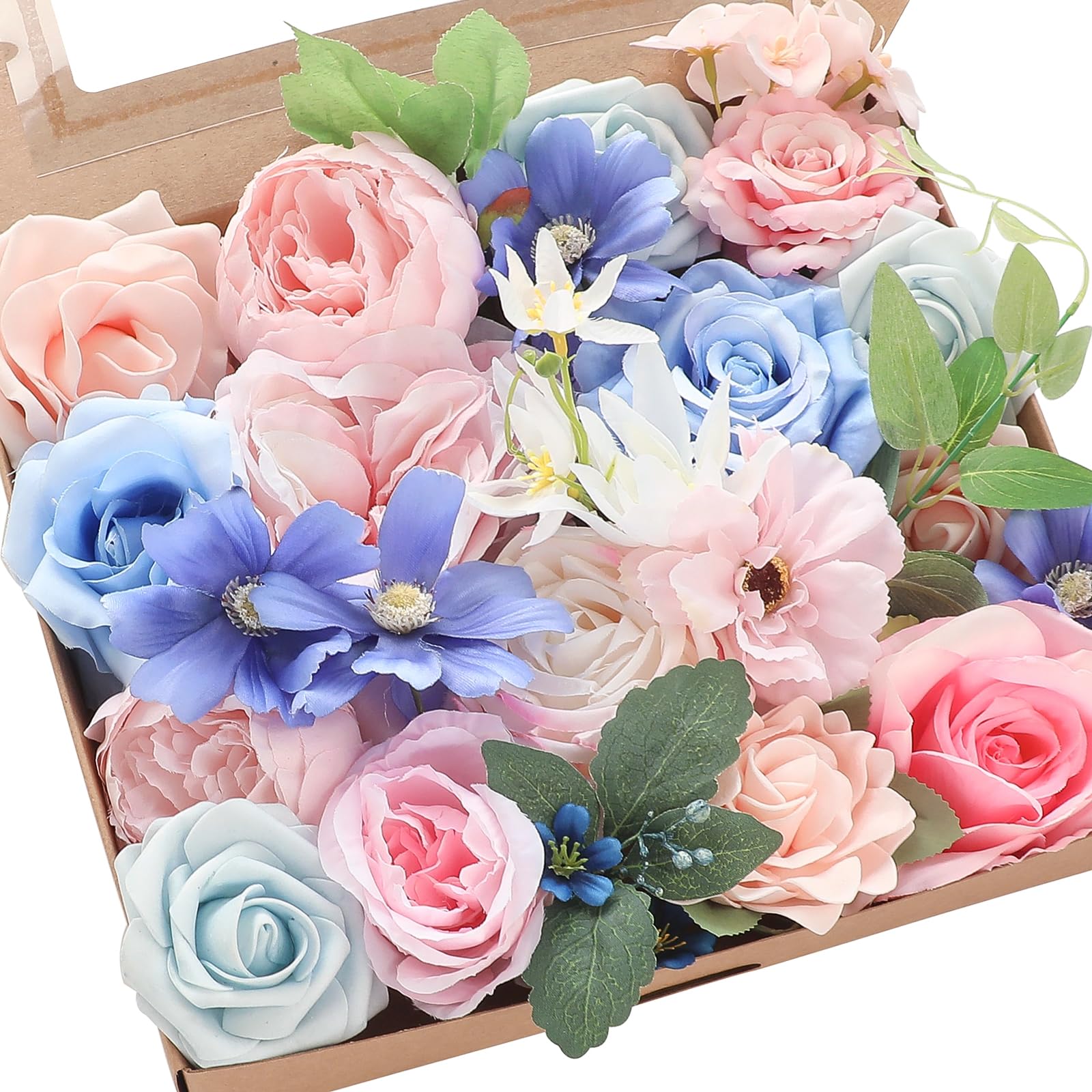 Floroom Pink Blush Blue Artificial Flowers Set