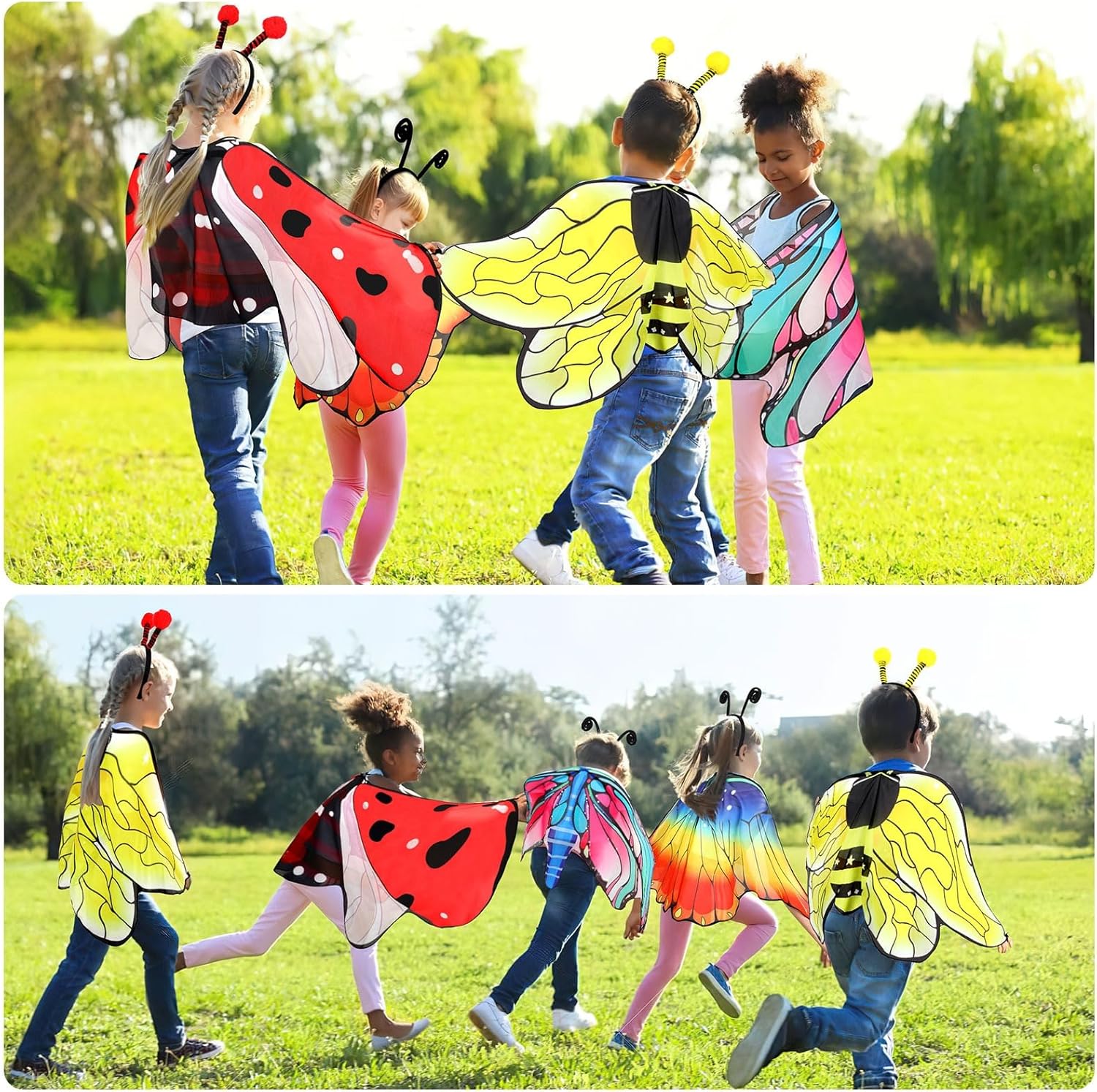 8 Pcs Butterfly-Wings-Costume for Bee-Ladybug-Costume as Dragonfly Wings Unit Easter Halloween Dress-Up