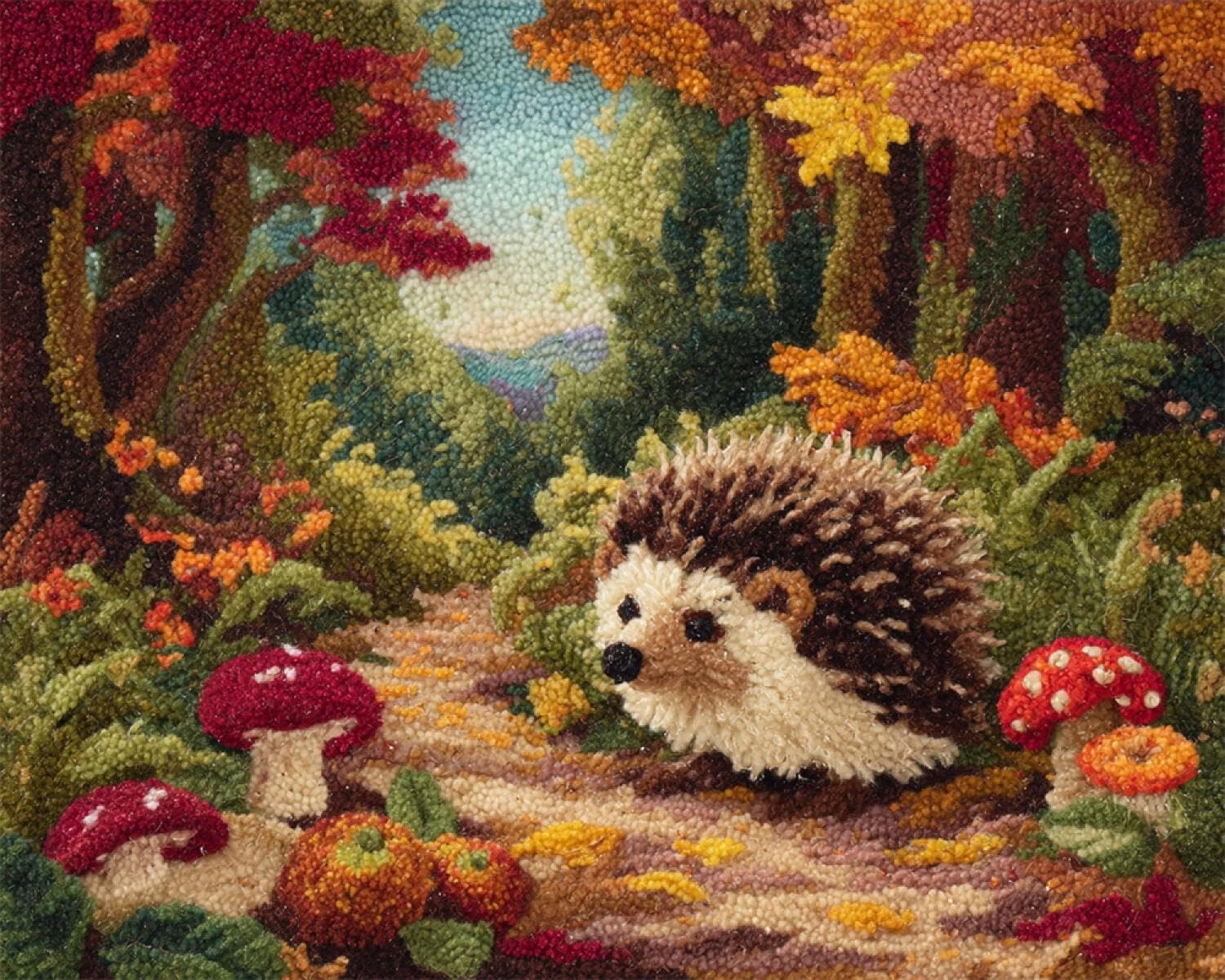 Henypt DIY Knüpfteppich Set Waldigel 55x75cm