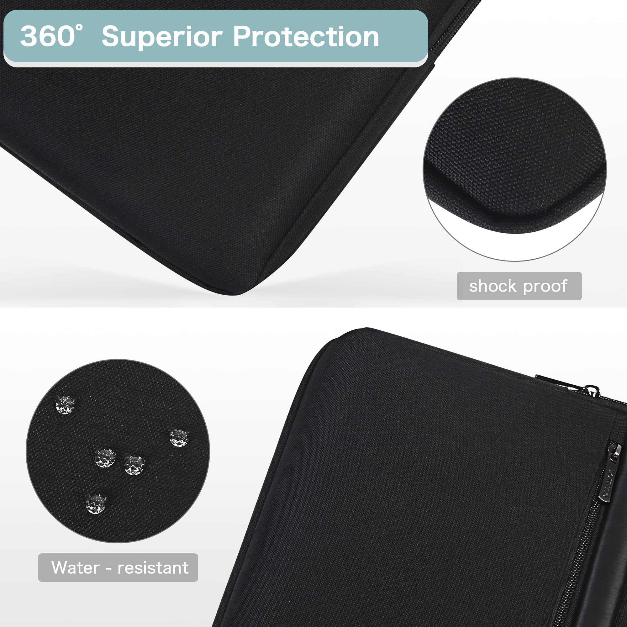 DOMISO Sac à bandoulière pour ordinateur portable 17,3" - Grande capacité - Noir