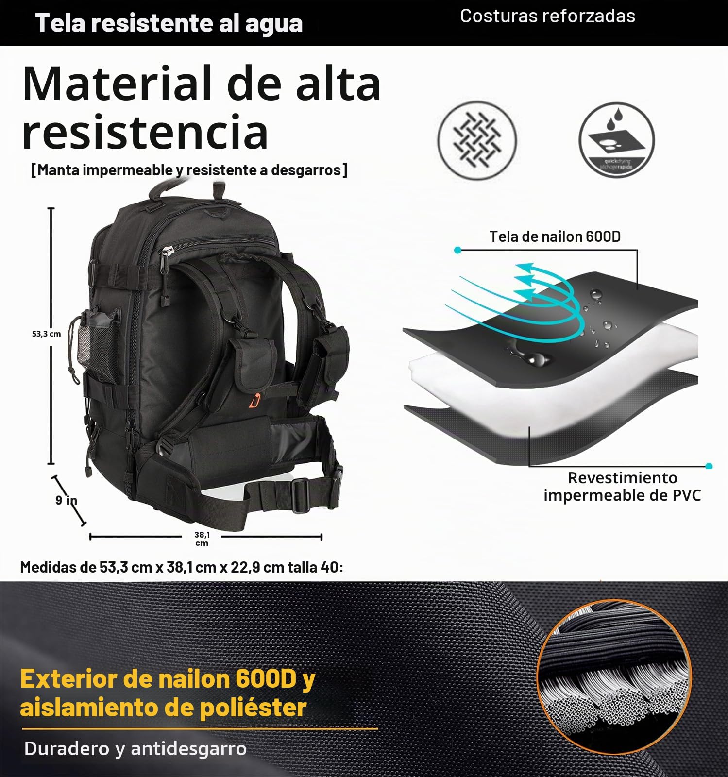 Miramrax - Mochila táctica militar del ejército, mochila de asalto para hombre, mochila de supervivencia, bolsa de 3 días para senderismo