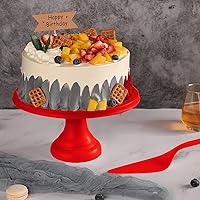 Vista 7 de Soporte redondo para tartas de 9.84 pulgadas con espátula, soporte rojo para cupcakes, fibra de bambú, platos de exhibición de postres