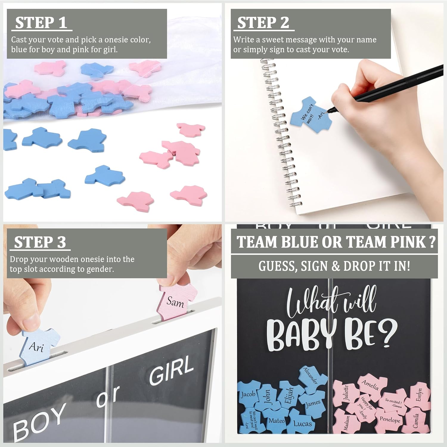 Gender Reveal Decorations for Party – Wooden Voting Board Game Keepsake, Baby Shower Gender Reveal Game, Guest Book Alternative, Cast Your Vote Boy or Girl, Gender Reveal Party Games for Guests