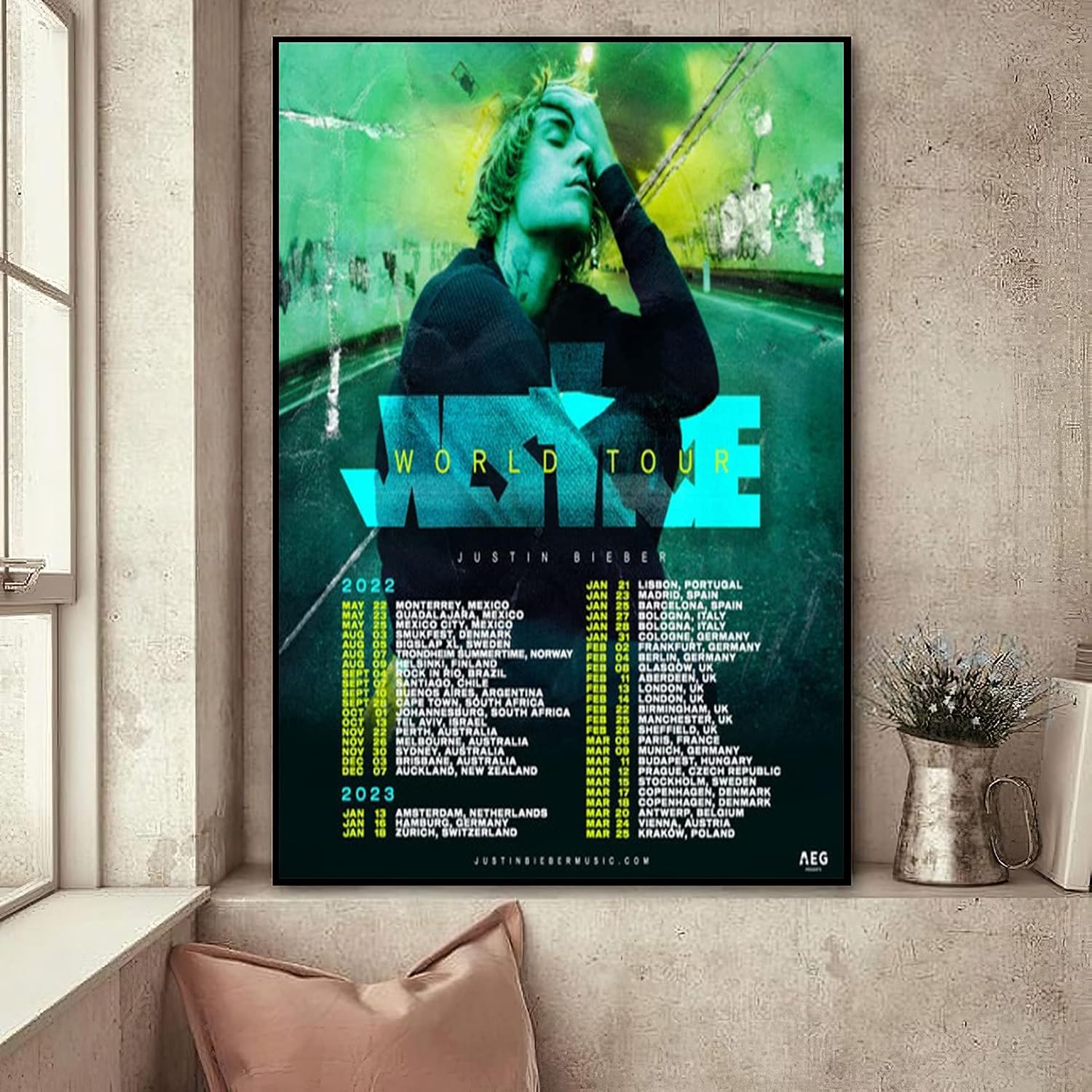 Justice World Tour 2023 Poster, Justin Bieber Justice World Tour Poster