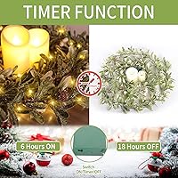 Vista 4 de Guirnalda de Navidad de 9 pies, guirnalda flocada para decoración de Navidad, guirnalda de Navidad preiluminada con 30 luces LED decoradas