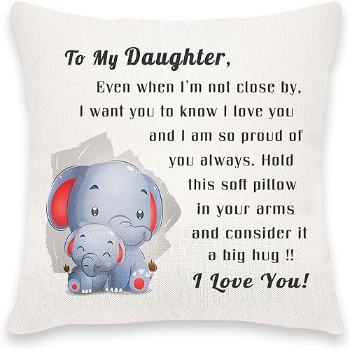 Hardeson Fundas de almohada para hija, regalos de hija de mamá papá, divertida decoración del hogar, regalo para hija, cumpleaños, Navidad,
