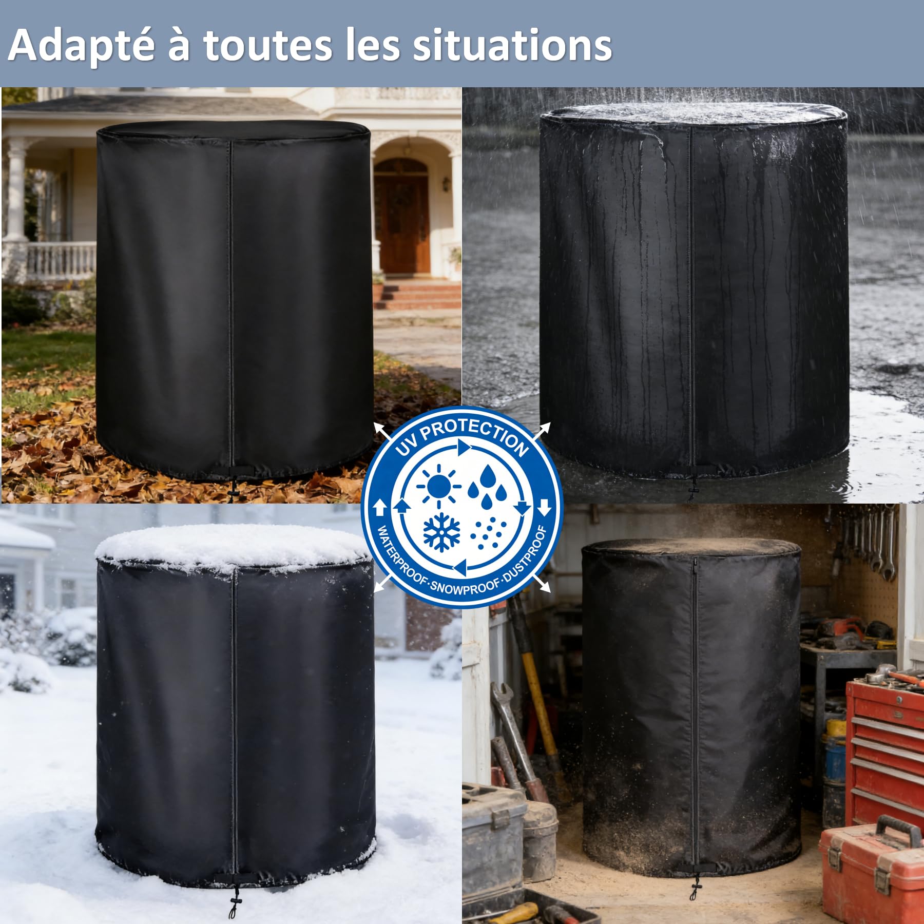 Housse de Protection pour 4 Pneus (18-22 Pouces) – Protection Robuste 570g en Oxford 420D – Housse de Rangement Imperméable avec Fermeture Éclair et Cordon de Serrage
