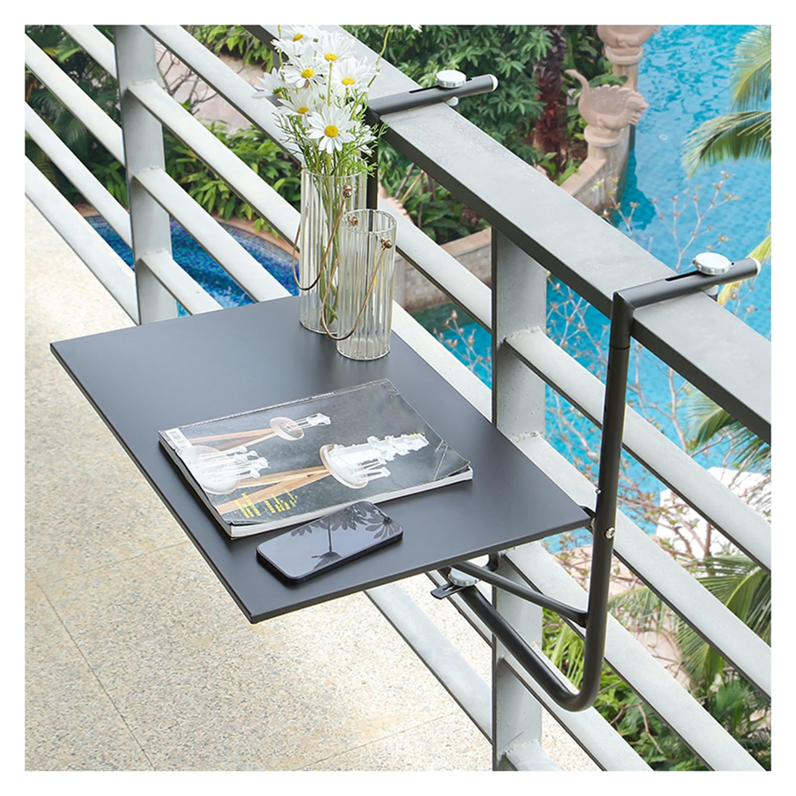 Garde-corps de balcon réglable noir protection bureau terrasse ext