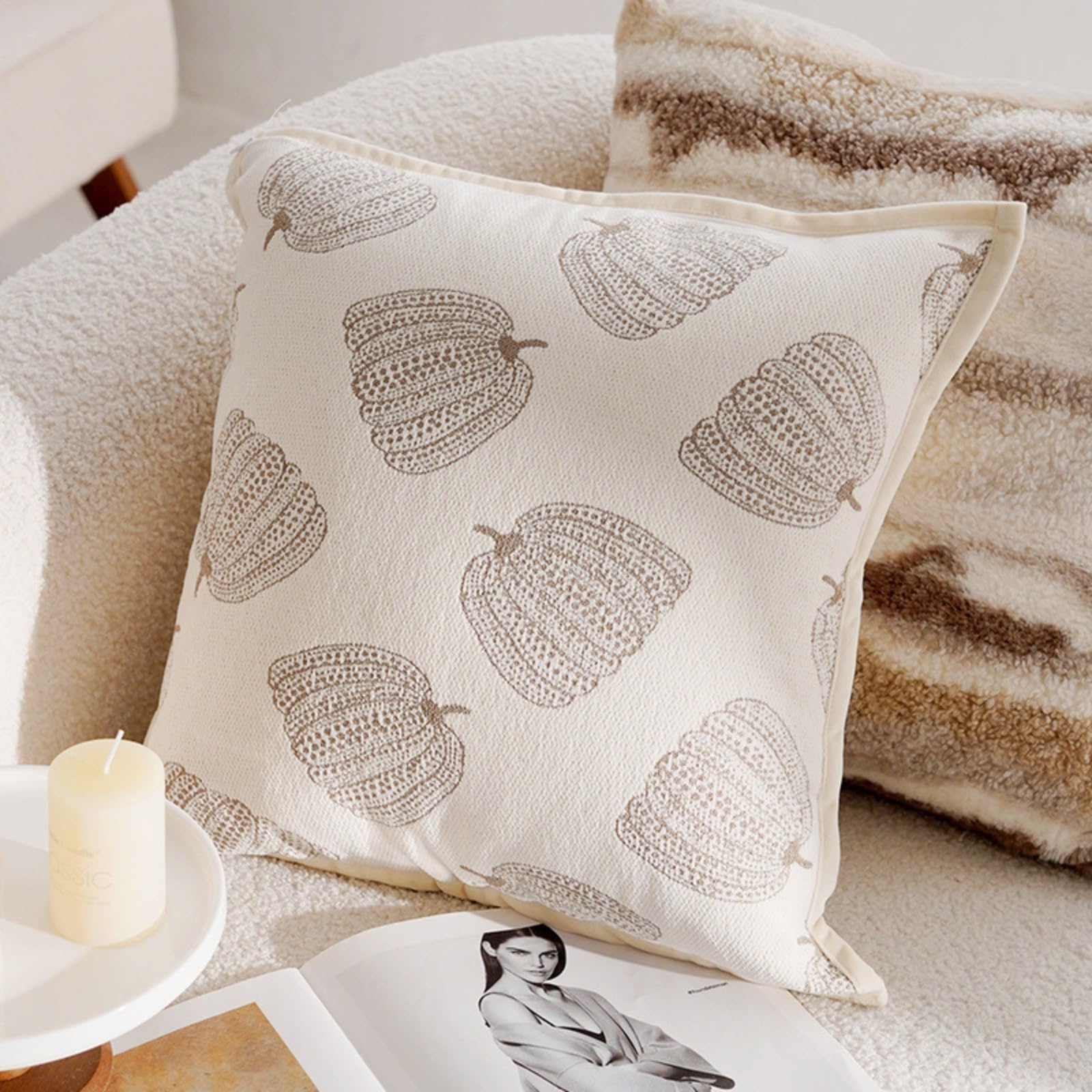 Housse de coussin de luxe en chenille patchwork 45x45 cm haut de gamme