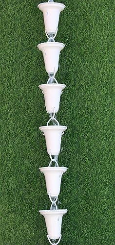 Miniatura 3 de KAM Inicio Copas acampanadas Cadena de lluvia 8.5 pies (blanco) con kit de instalación