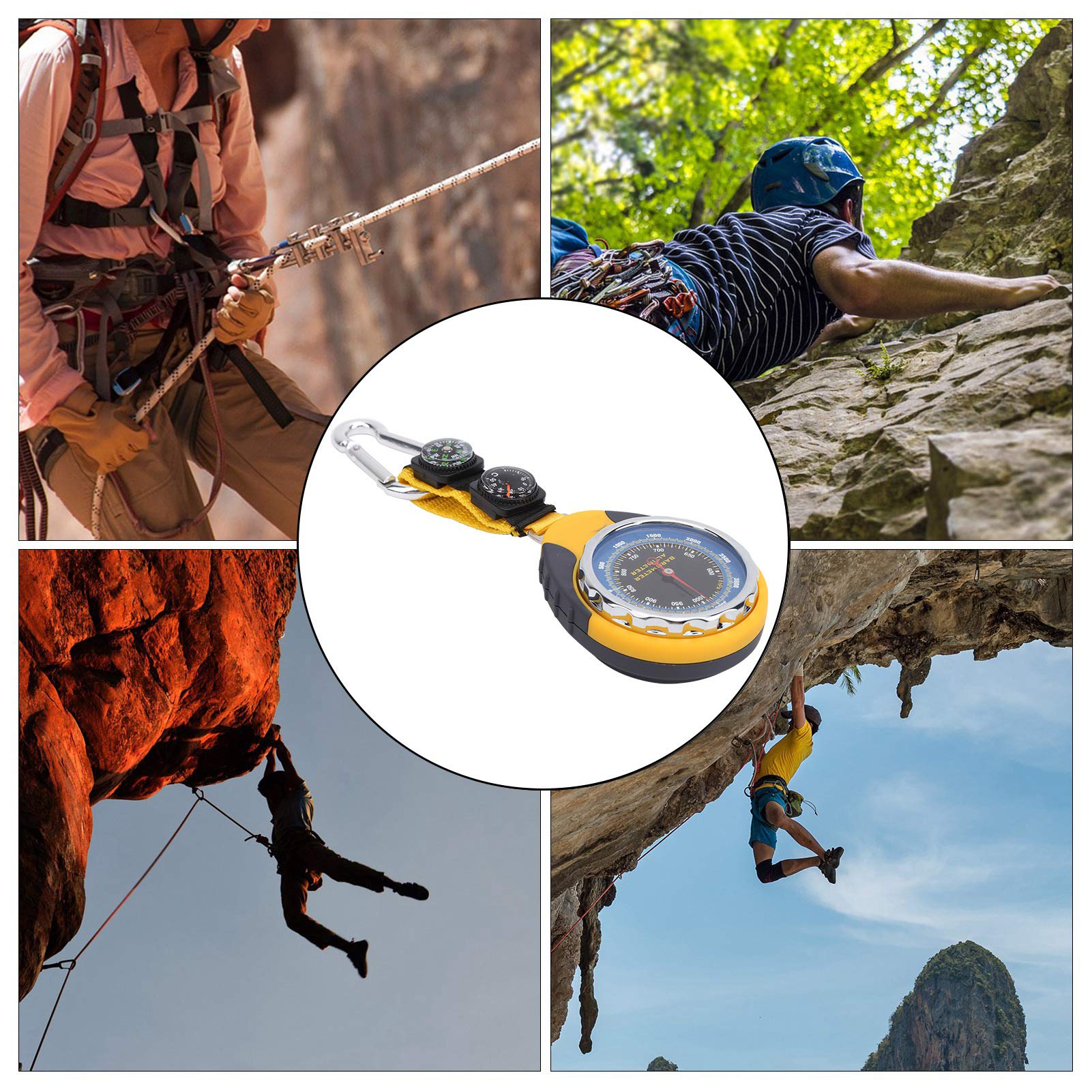 SYH&AQYE Altímetro con Brújula, Barómetro y Termómetro, Manómetro Barométrico 4 en 1, Manómetro Multifuncional para Senderismo Al Aire Libre Escalada Camping