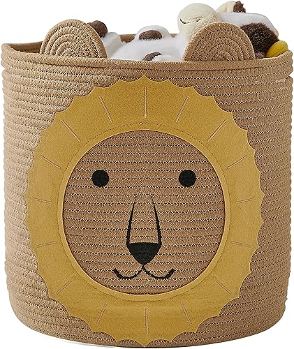 Miniatura 1 de Cestas de almacenamiento de cuerda de algodón, cesta grande para mantas, bonita cesta de león con asas, cesta plegable para la ropa sucia de