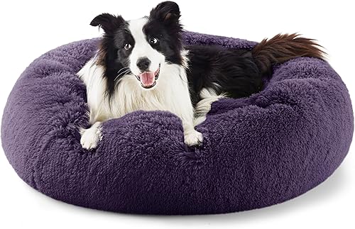 Miniatura 36 de Bedsure - Cama relajante para perros medianos - Cama lavable para mascotas en forma de dona, 30 pulgadas, antideslizante, redonda, de felpa mullida