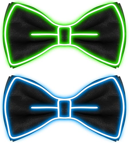 Hercicy Pajarita iluminada para hombres, corbatín de neón LED, corbatas divertidas, para niños, niñas y mujeres, disfraz de fiesta que brilla en la