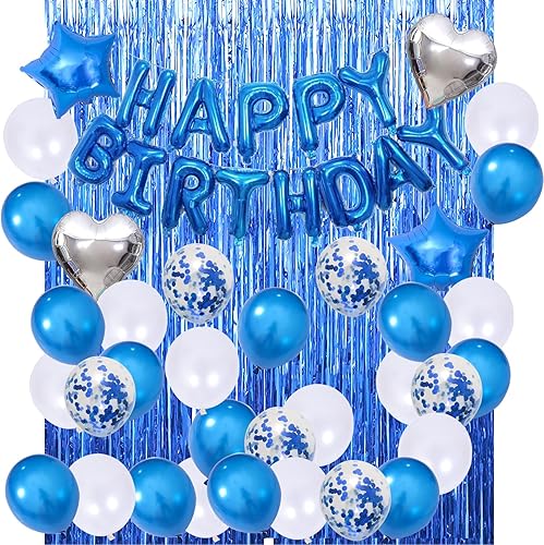 Kit de decoración de fiesta de cumpleaños número 16 de oro rosa, pancarta de feliz cumpleaños, cortina con flecos, globos de látex y globos de