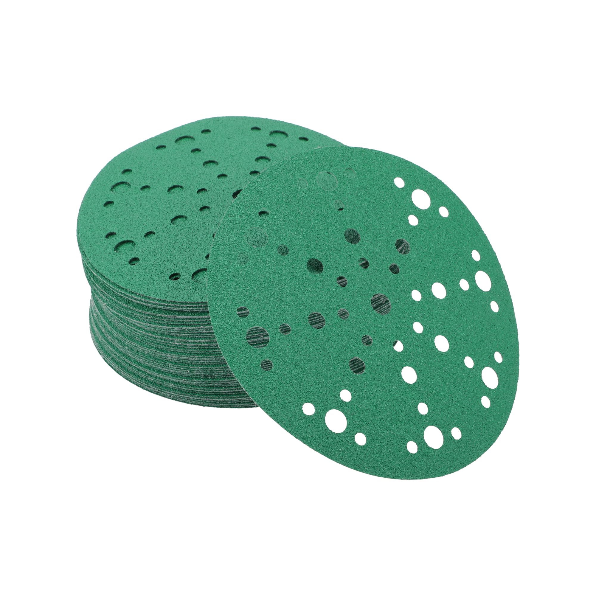 A ABSOPRO Sanding Discs 6 Inch 49 Hole 80 Grit Round Hook and Loop Sandpaper Aluminum Oxide Green 50pcs, 6"