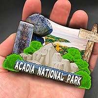 Vista 4 de Imán de madera del Parque Nacional Acadia de los Estados Unidos, imanes 3D para nevera, recuerdos coleccionables de viaje, decoraciones hechas a
