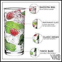 Vista 1 de Vikko Vasos de agua, juego de 6 vasos para beber, vasos gruesos y duraderos, vasos de cocina de 10 onzas de alto, aptos para lavavajillas, vasos