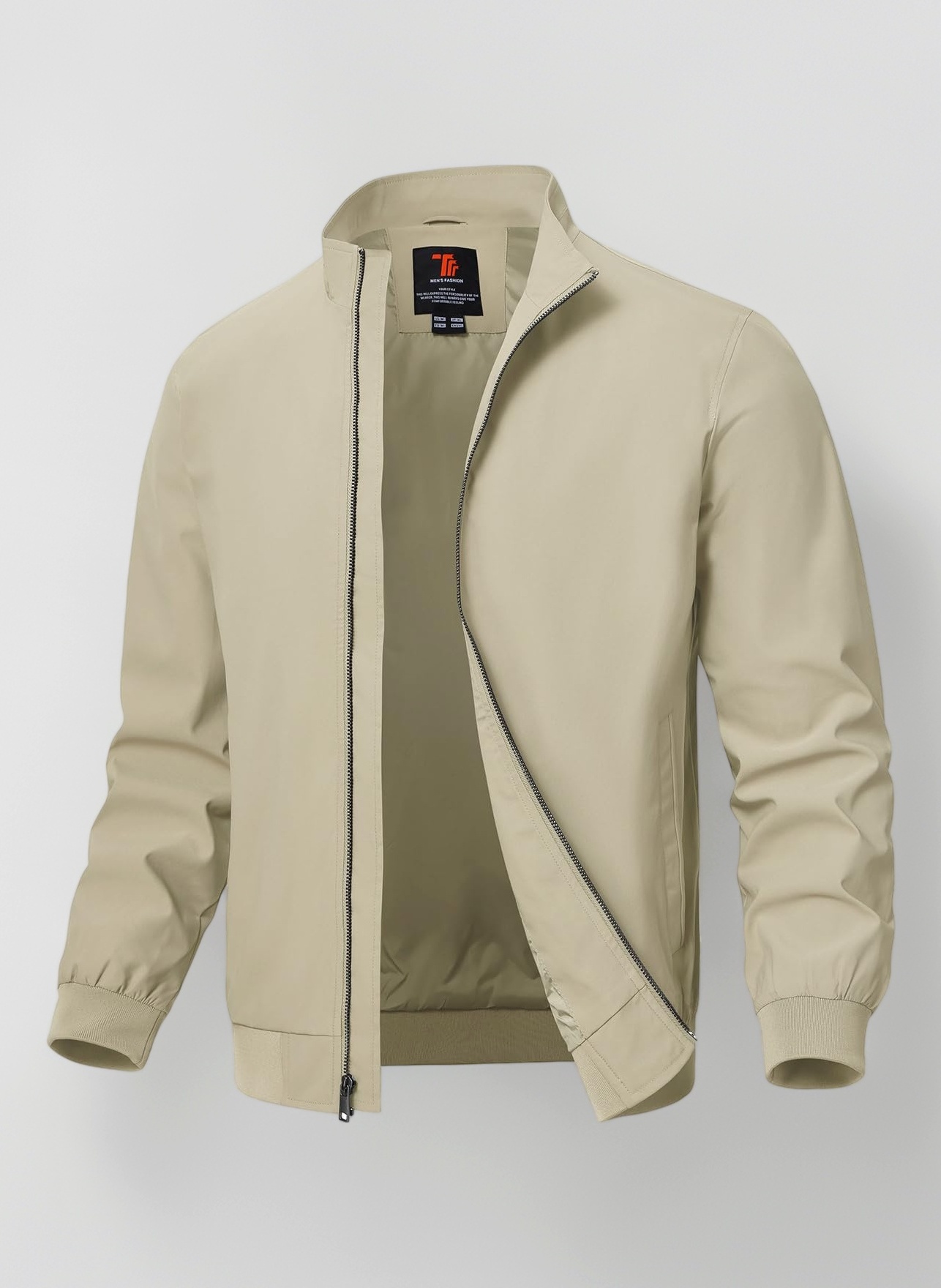 TBMPOY Men's Light Jackets Waterproof Bomber Work Jacket Causal Windbreaker Full Zip Golf Dress Outwear Coats