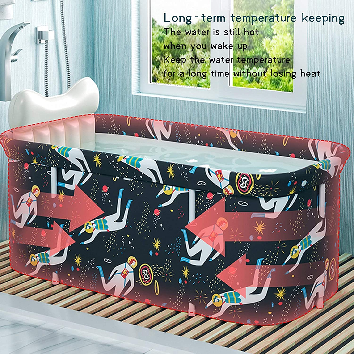 Vasca Pieghevole Portatile Per Adulti | In PVC | 120x55x50 Cm | Con Rubinetto Di Scarico | Per Interni Ed Esterni - Foto 3