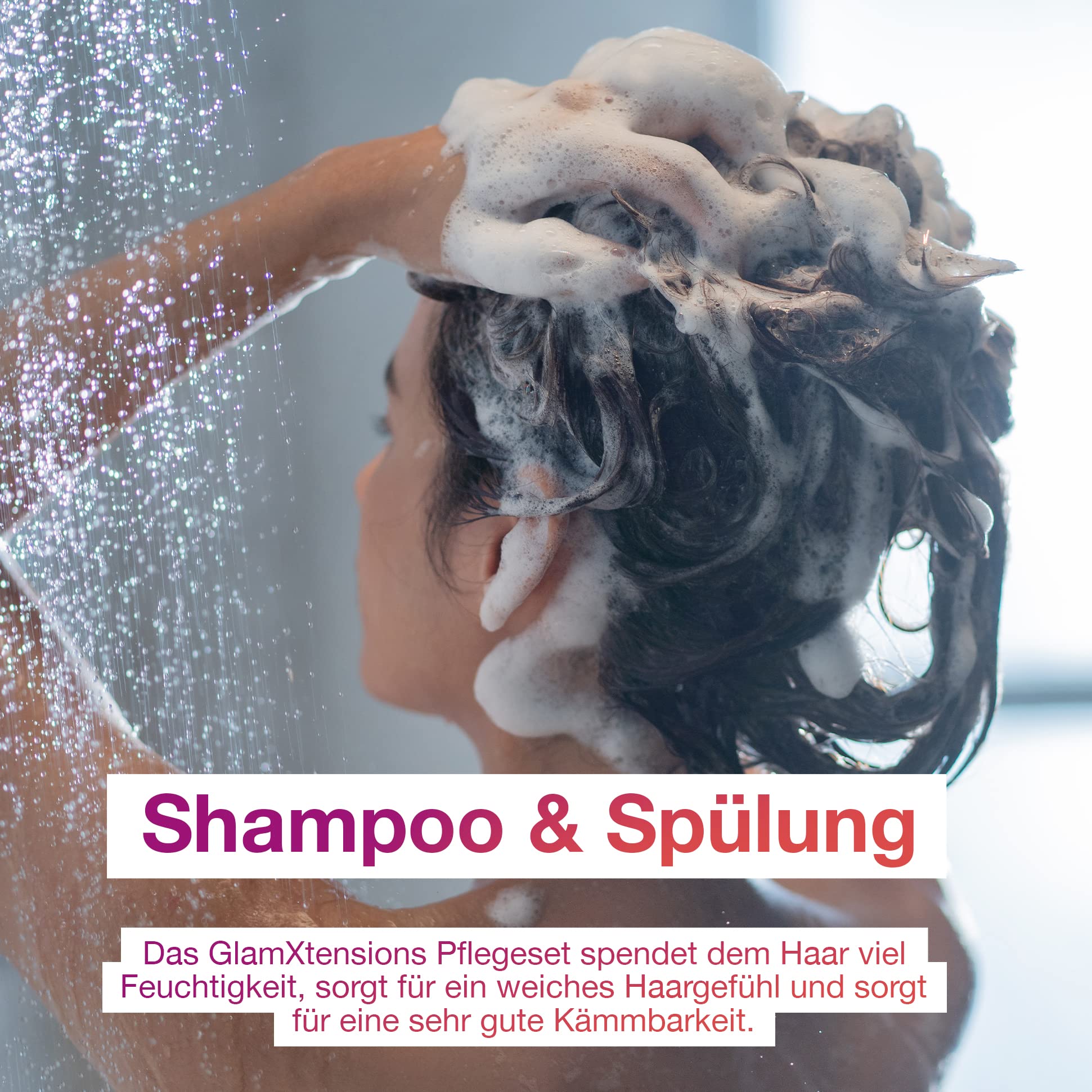 Extensions Shampoo und Spülung Set - ohne Silikone | hoher Anteil Arganöl - Für Rohhaar, Echthaar, Extensions Pflege Haarverlängerungen Perücken und Haarteile, 2 x 250ml