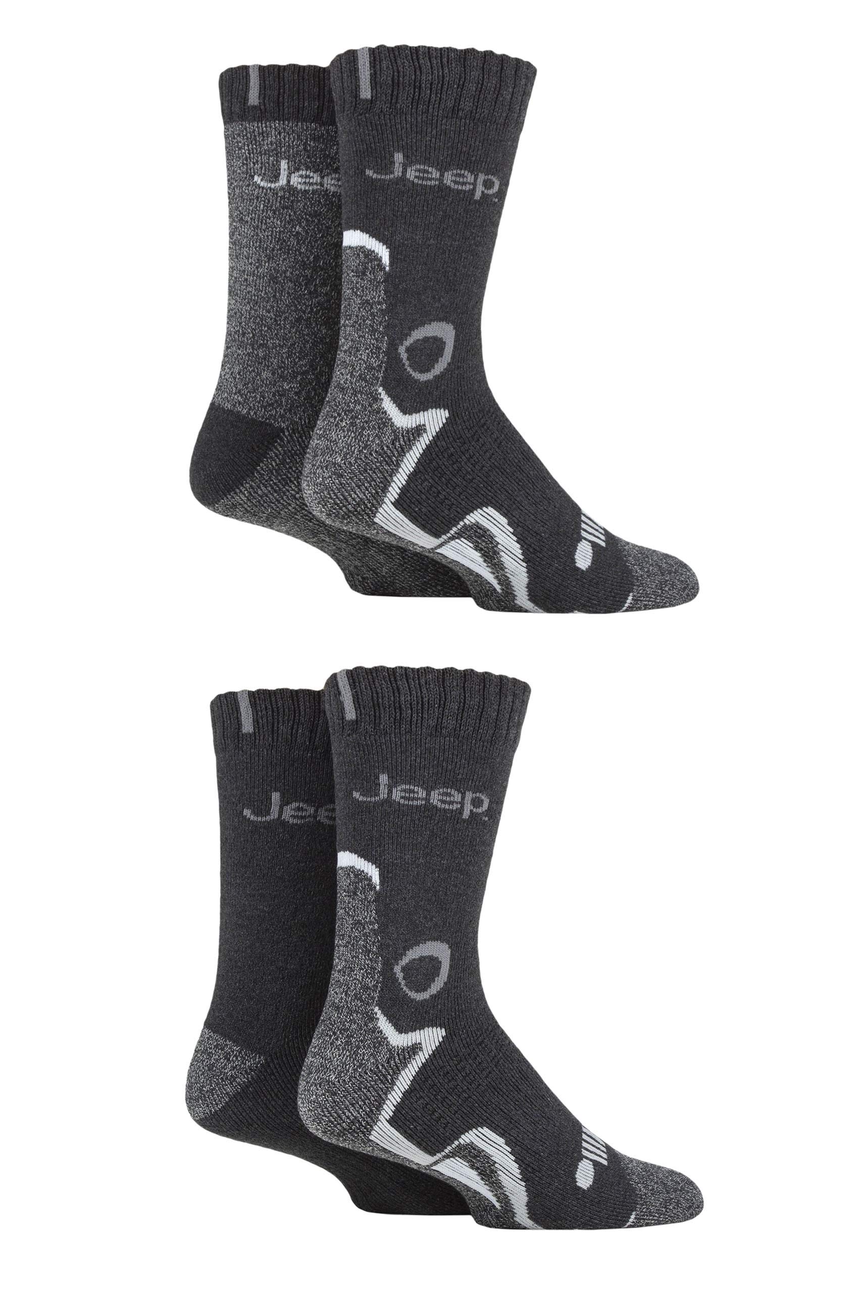 Jeep Men's Charcoal Performance Boot Socks, Cushioned, Ribbed Leg And Arch Support 4 Pairs 6-11