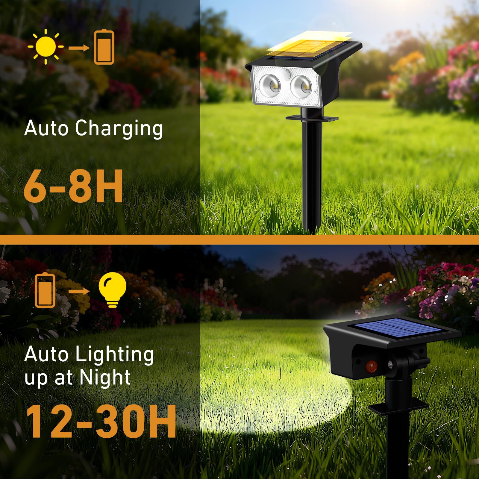 Lot de 4 Lampe Solaire Exterieur Detecteur de Mouvement 6500K IP65 Étanche Projecteur Solaire Jardin