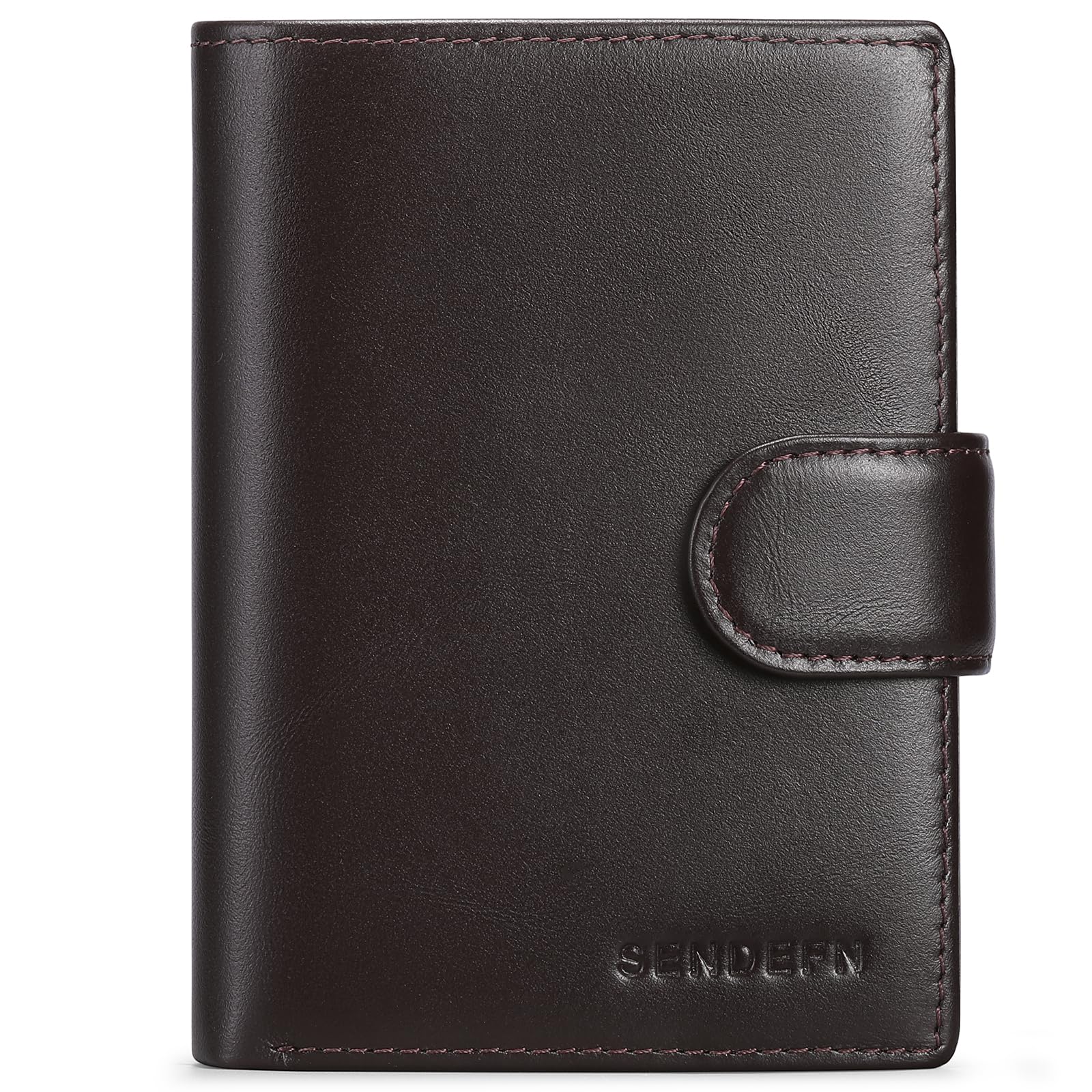 SENDEFN Portefeuille Homme Grand Trifold en Cuir Véritable, Portefeuille pour Homme Blocage RFID avec 19 Emplacements pour Cartes de Crédit, 3 Compartiment à Billets,1 Poche à Monnaie