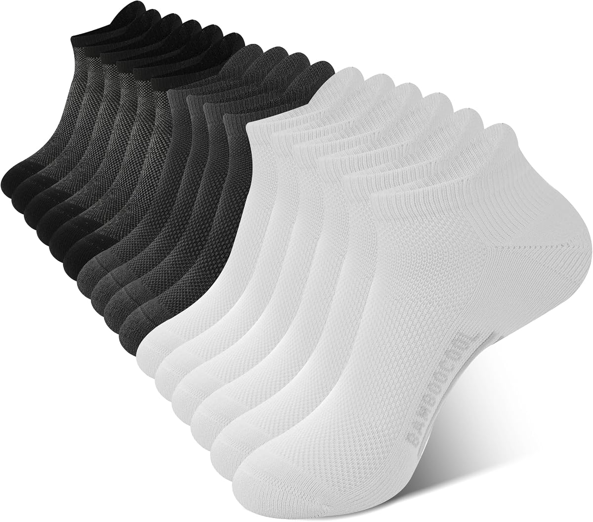 BAMBOO COOL Calcetines tobilleros para hombre que absorben la humedad, transpirables, control de olores, calcetines deportivos acolchados para correr, soporte para el arco, paquete de 8