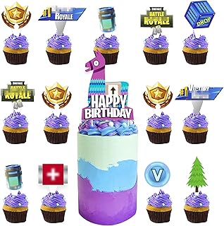 Vedio Game Birthday cake Topper Happy Birthday Party Supplies for Kids Boys Game Party Cake Decorations, Fortnight Birthda...