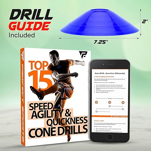 Miniatura 6 de Conos de disco Pro (juego de 50 unidades) conos de agilidad con bolsa de transporte y soporte para entrenamiento, fútbol, fútbol americano, niños,