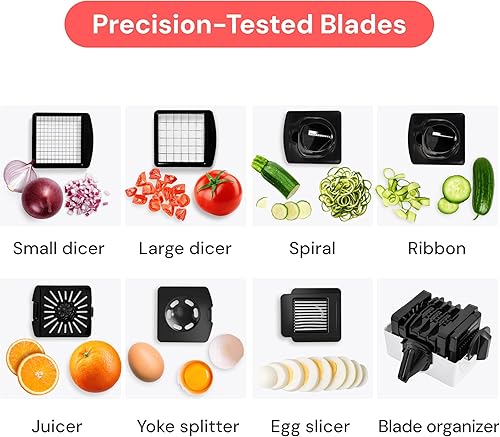 Miniatura 83 de Fullstar The Original Pro Chopper - Picador de verduras y espiralizador, picador de alimentos con recipiente, rebanador de frutas, utensilios