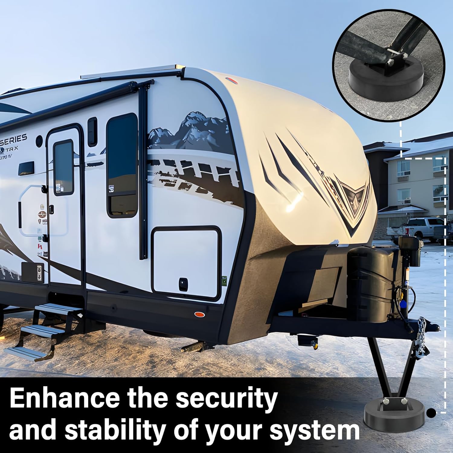 4-Pack Two-Point Trailer Jack Stands Featuring 5.5" Metal Foot, Increased The Contact Area with The Ground by 80%, Ensuring Stable Operation in Any Ground