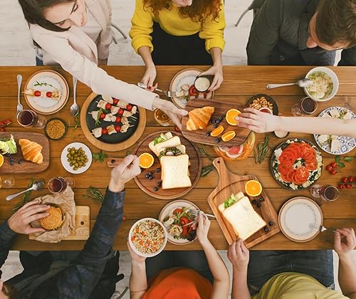 Miniatura 7 de Tabla de quesos de madera prémium con mango cuadrado de 15 pulgadas, tabla de cortar de madera de nogal 100% natural, accesorio de cocina duradero y