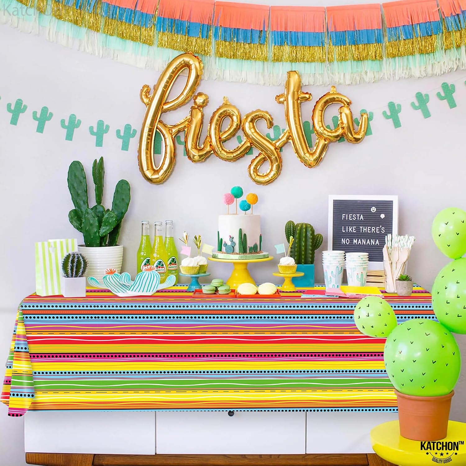 KatchOn, XtraLarge Fiesta Table Cloths - 108x54 Inch | Mexican Table Cloths, Mexican Party Decorations | Cinco De Mayo Decorations, Taco Night | Fiesta Party Decorations, Cinco De Mayo Tablecloth