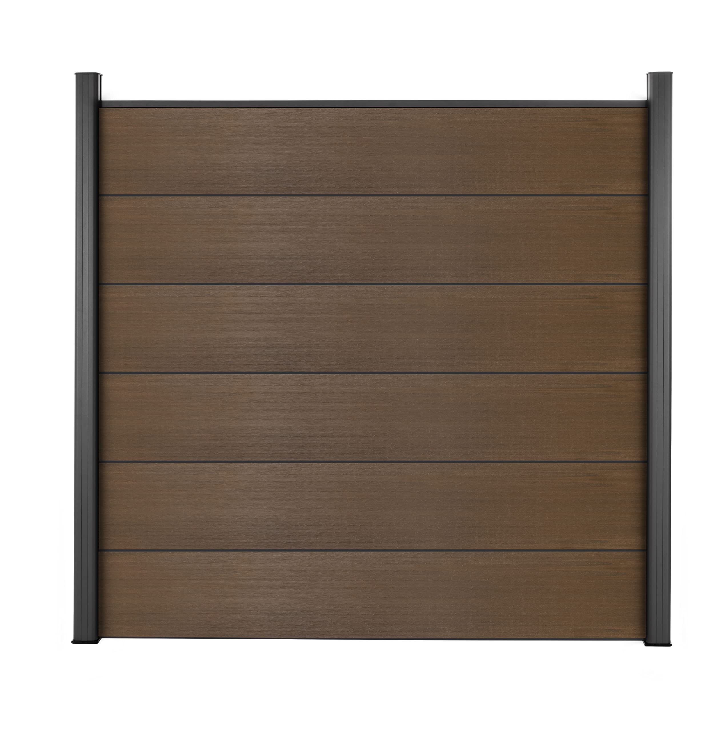 WPC Sichtschutzzaun Co-Extruded Gartenzaun Komplettset XL Dielen mit Alu-Pfosten & Eckpfosten | Teak | Windschutz + Sichtschutz | Steckzaun