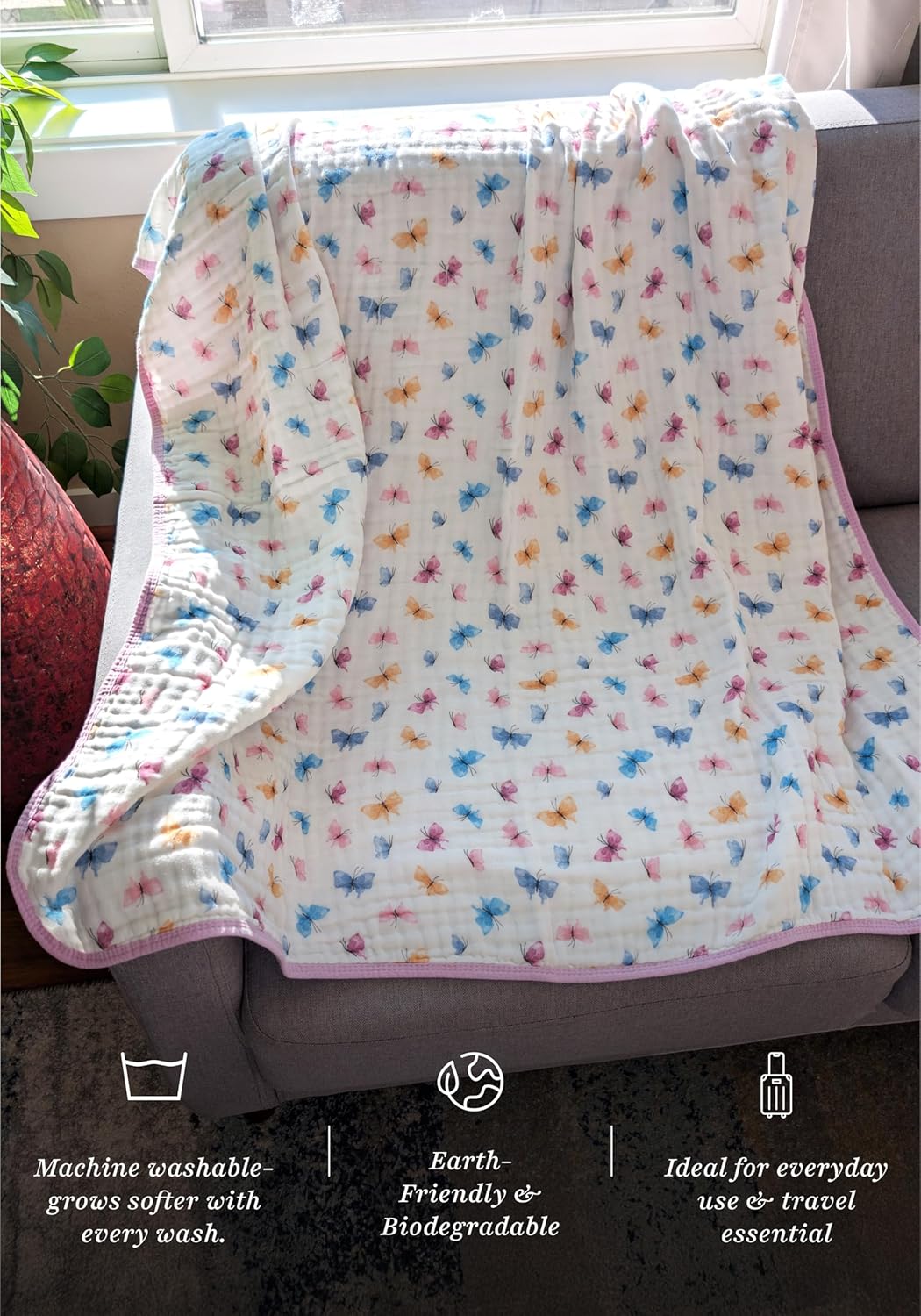 Soft Cotton Baby Blanket, Breathable Lightweight Baby Blanket for Infants Newborn Boys and Girls - Nursery, Crib, Stroller Blanket (Garden) - Image 6