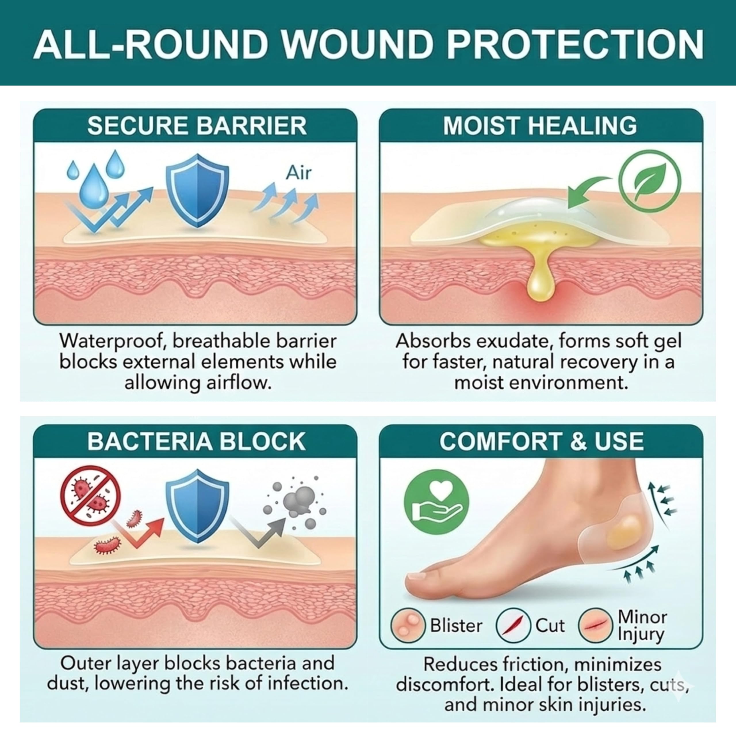 Medical Grade Hydrocolloid Dressing Roll,Promoting natural healing, Cut-to-Fit, Water-Resistant, Breathable, Absorbs Fluid (5 Cm X 10 Feet) — Amazon image 5