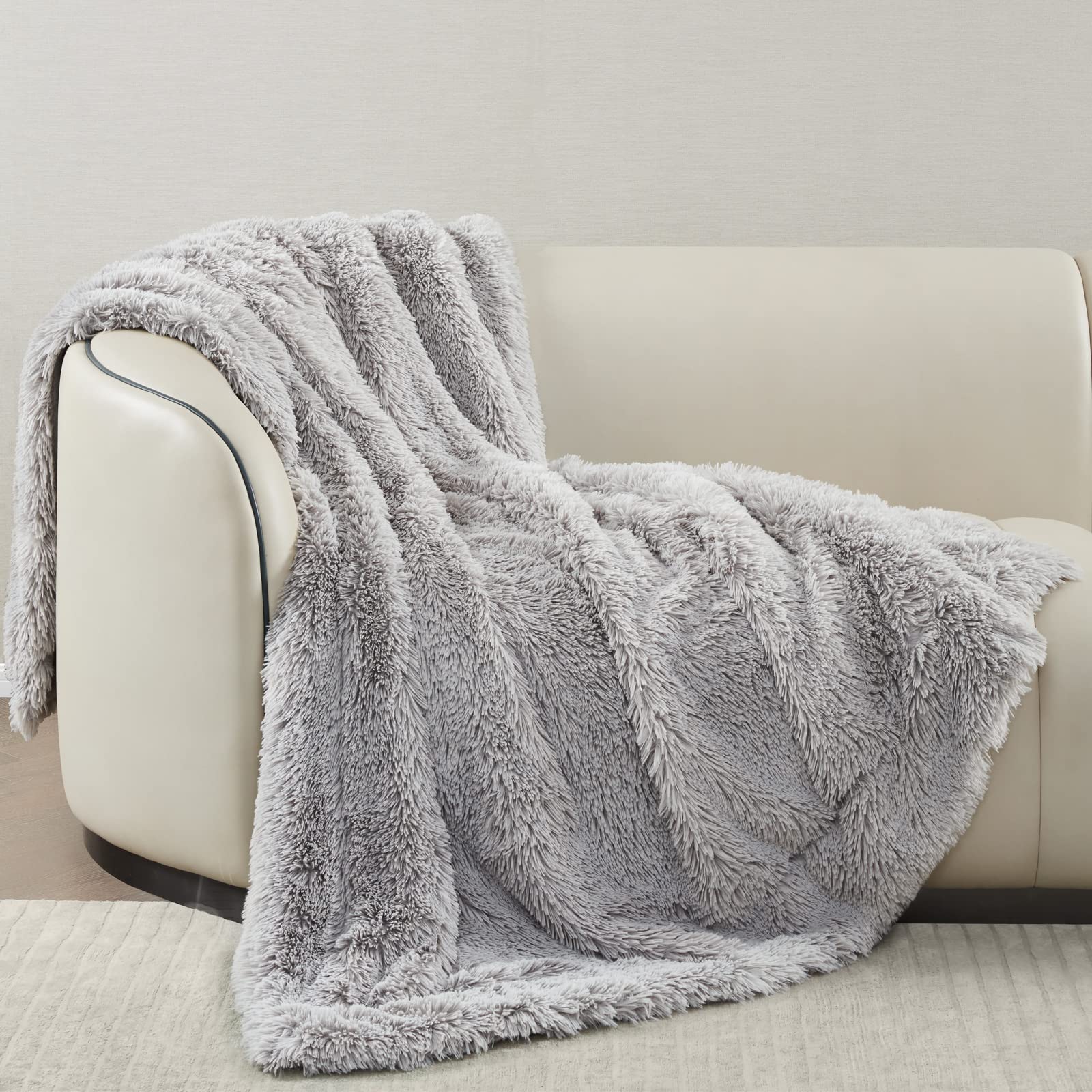 Bedfolks Faux Fur Blanket King Size Fuzzy Plush Soft Sherpa