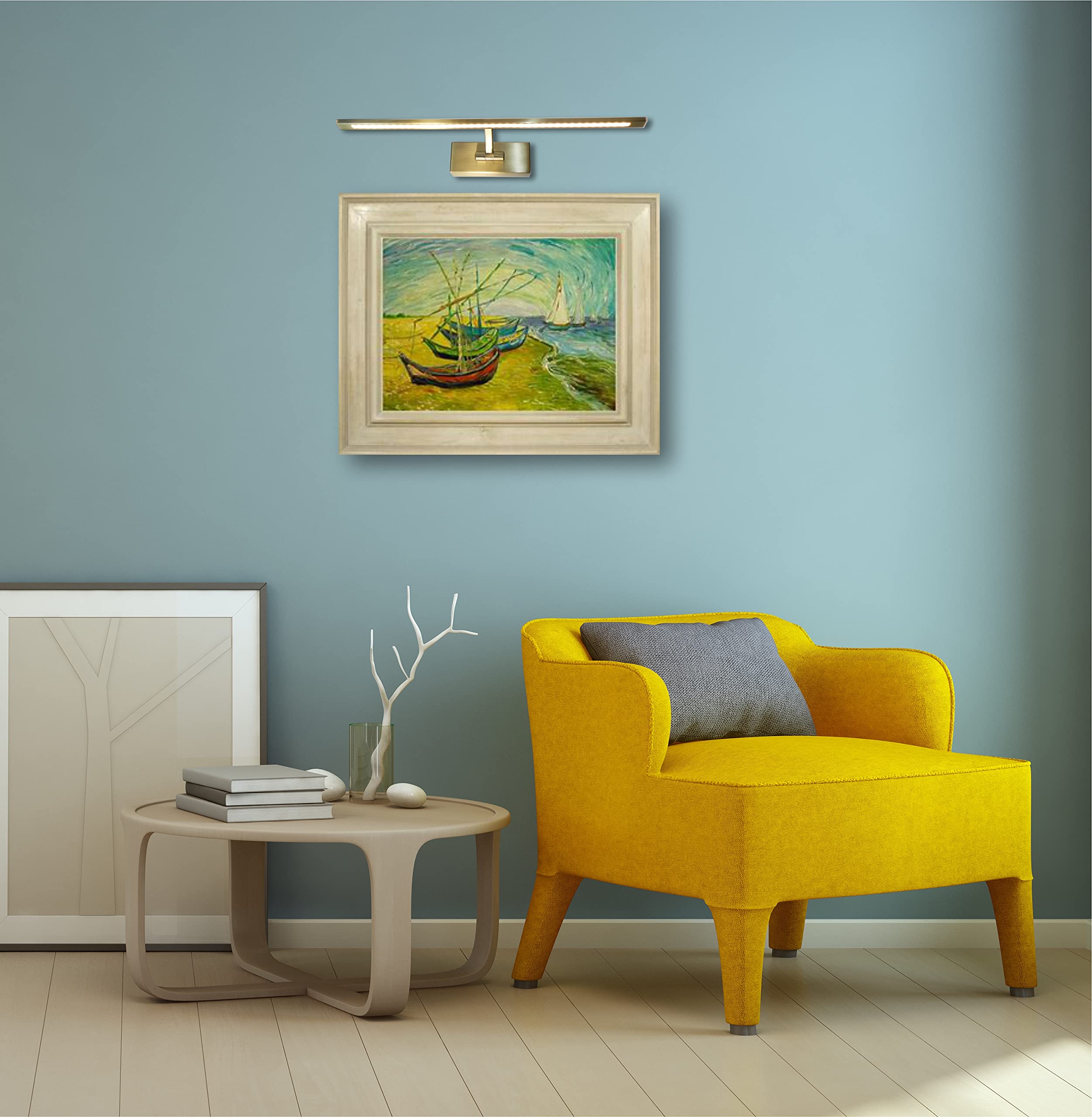 Applique murale à LED pour éclairer des tableaux, des miroirs, des peintures murales, etc., LED 8W de style traditionnel et élégant, ton de lumière chaude 3000K, bronze vieilli, articulée. 46cm