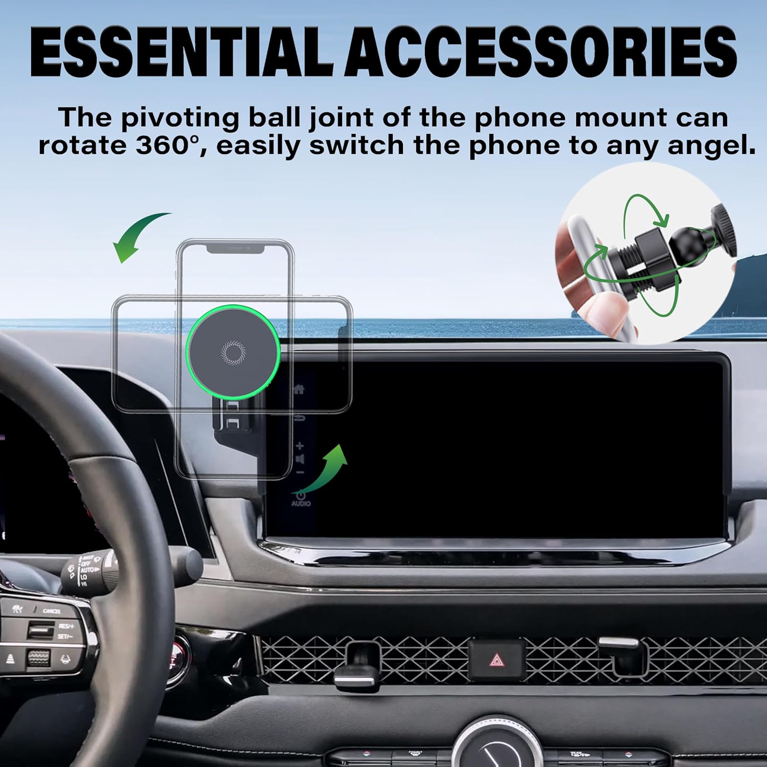 Car Phone Holder for 2023 2024 2025 Honda Accord Accessories Apply to 12.3 Inch Touch Screen 15W Fast Wireless Charger Screen Fixed Clip Cell Phone Mount Hands-Free 360 Degree Rotation