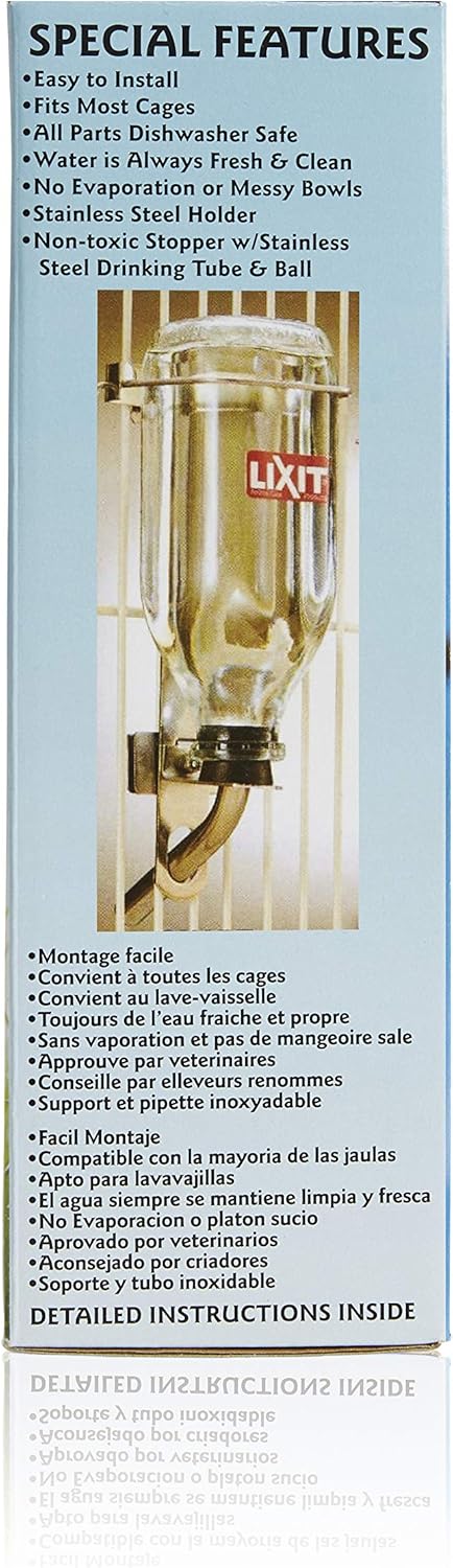 Lixit Heavy Duty Deluxe Glass Water Bottles for Birds, Dogs and Small Animals. (32oz Large Tube)