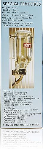 Miniatura 8 de Lixit Botellas de agua de vidrio de lujo resistentes para pájaros, perros y animales pequeños. (tubo grande de 32 onzas)