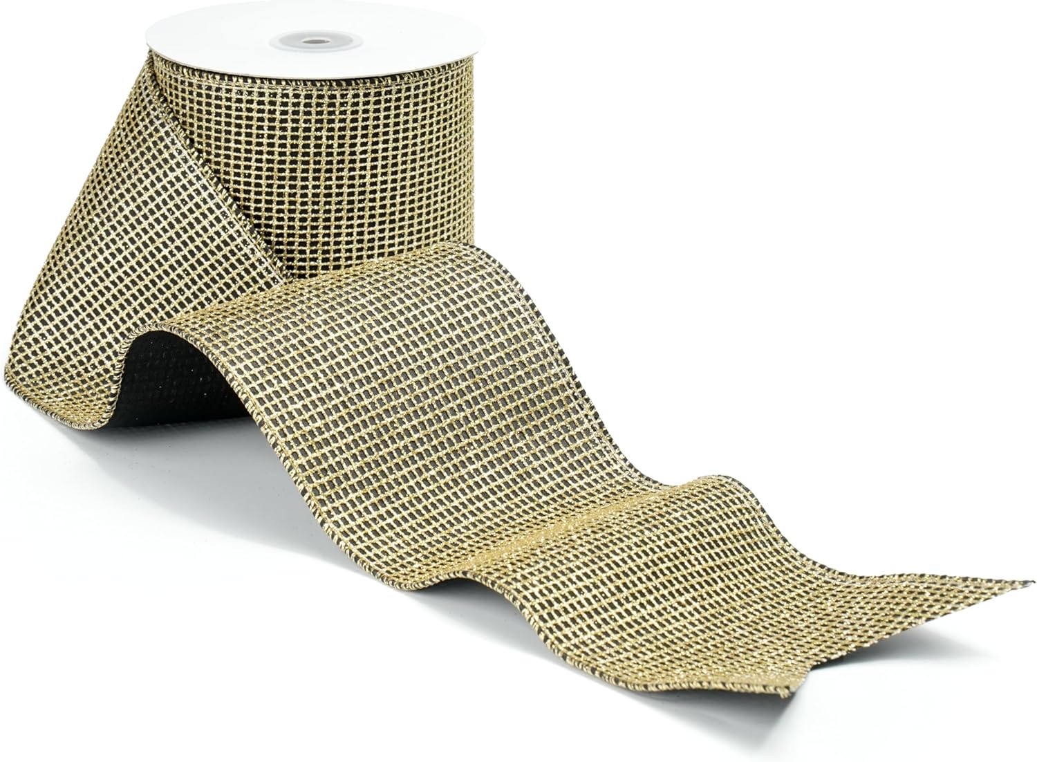 DINDOSAL Black Ribbon Wired 4" x 10 Yards Black Wired Mesh