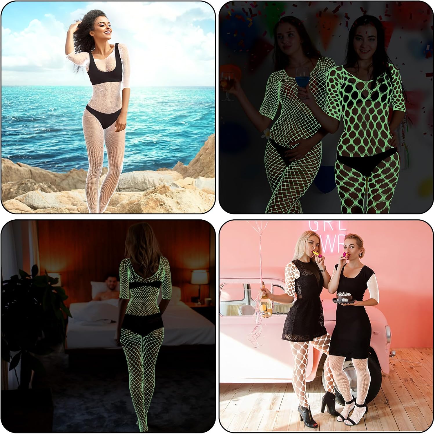 3 Packs Women Fishnet Bodysuits Mesh BodyStocking Fishnet Lingerie Long Sleeve Bodysuits One Piece Jumpsuit - Image 7