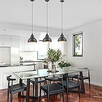 Vista 4 de Farmhouse Mini Pendant Lighting Over Island, Industrial Adjustable Height Ceiling Light Fixture, Bronze Round Hanging Fixture for Dining Room