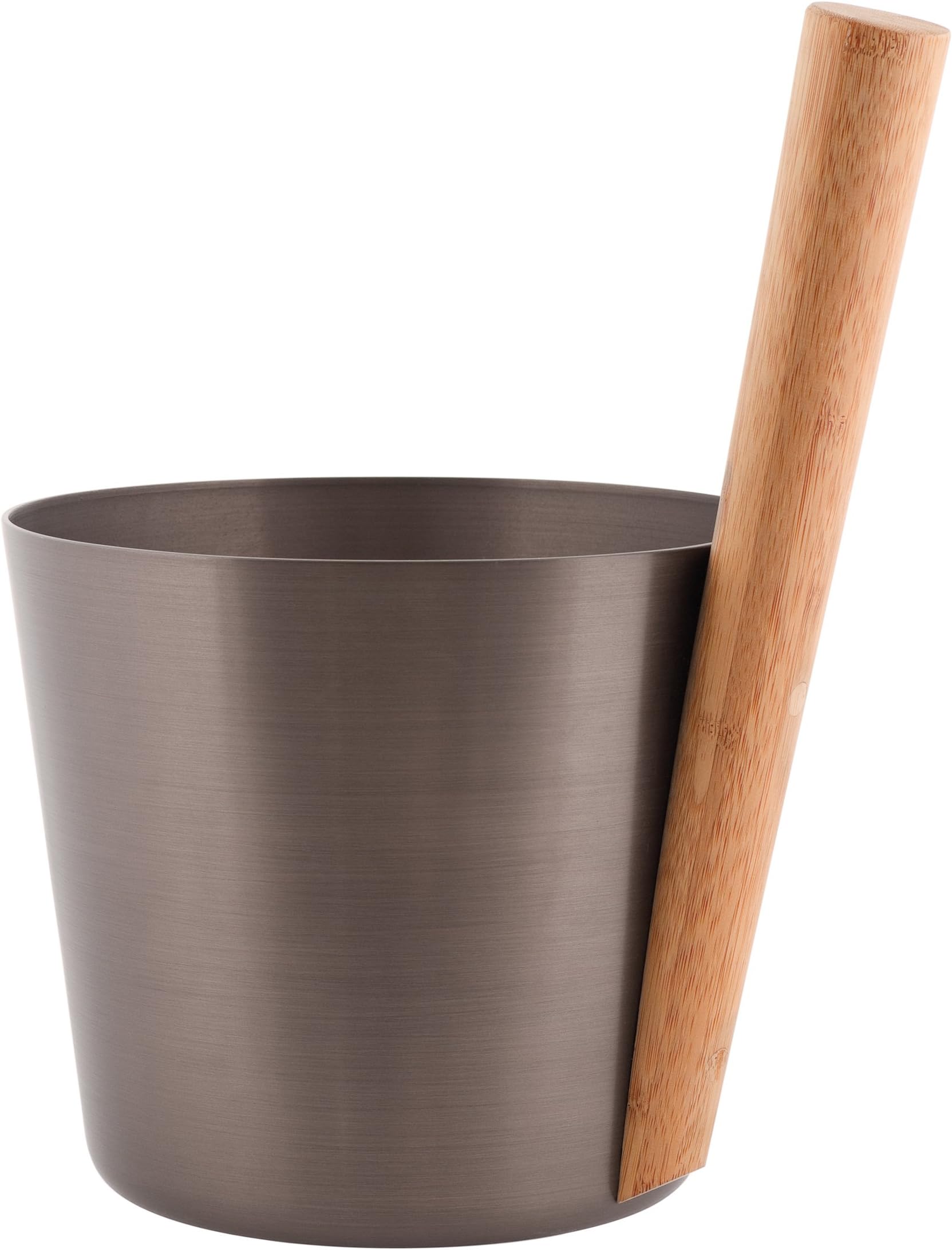 Rento Designer Sauna Bucket Aluminium Tar Brown 5 Litres with Bamboo Handle
