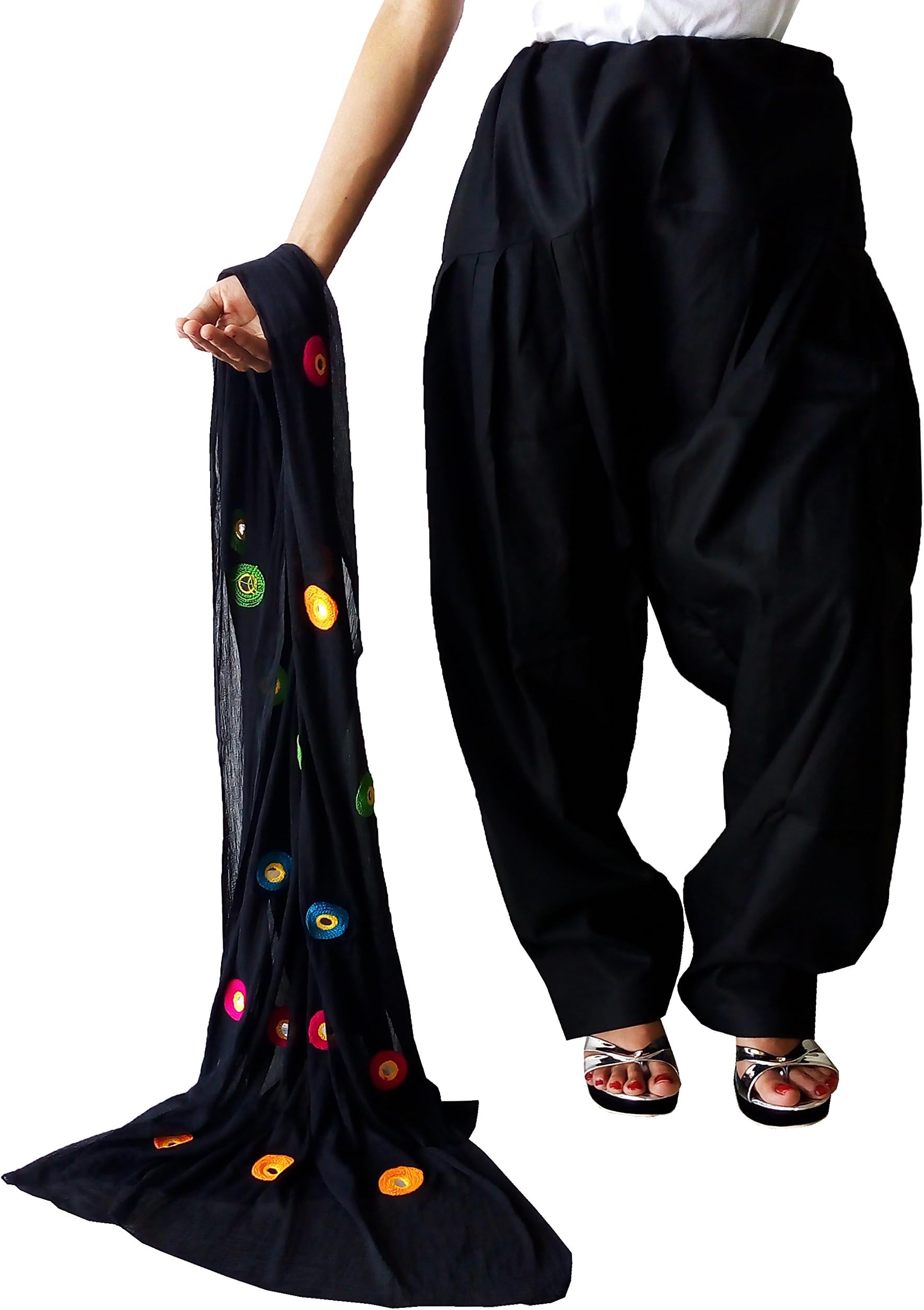 Black Cotton Trouser,Pakistani Salwar with Dupatta,Summer Special Combo Set,Aladdin Style,Daily wear
