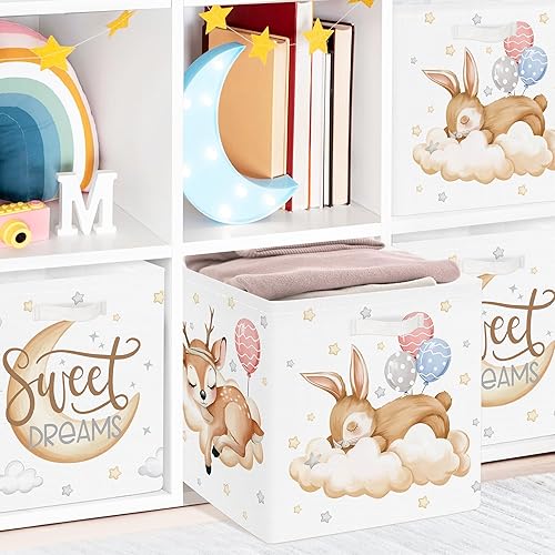 Miniatura 5 de Clastyle Juego de organizador de cubos de almacenamiento de animales de ensueño para niños, diseño de nubes, globos, armario, ropa, cubo de