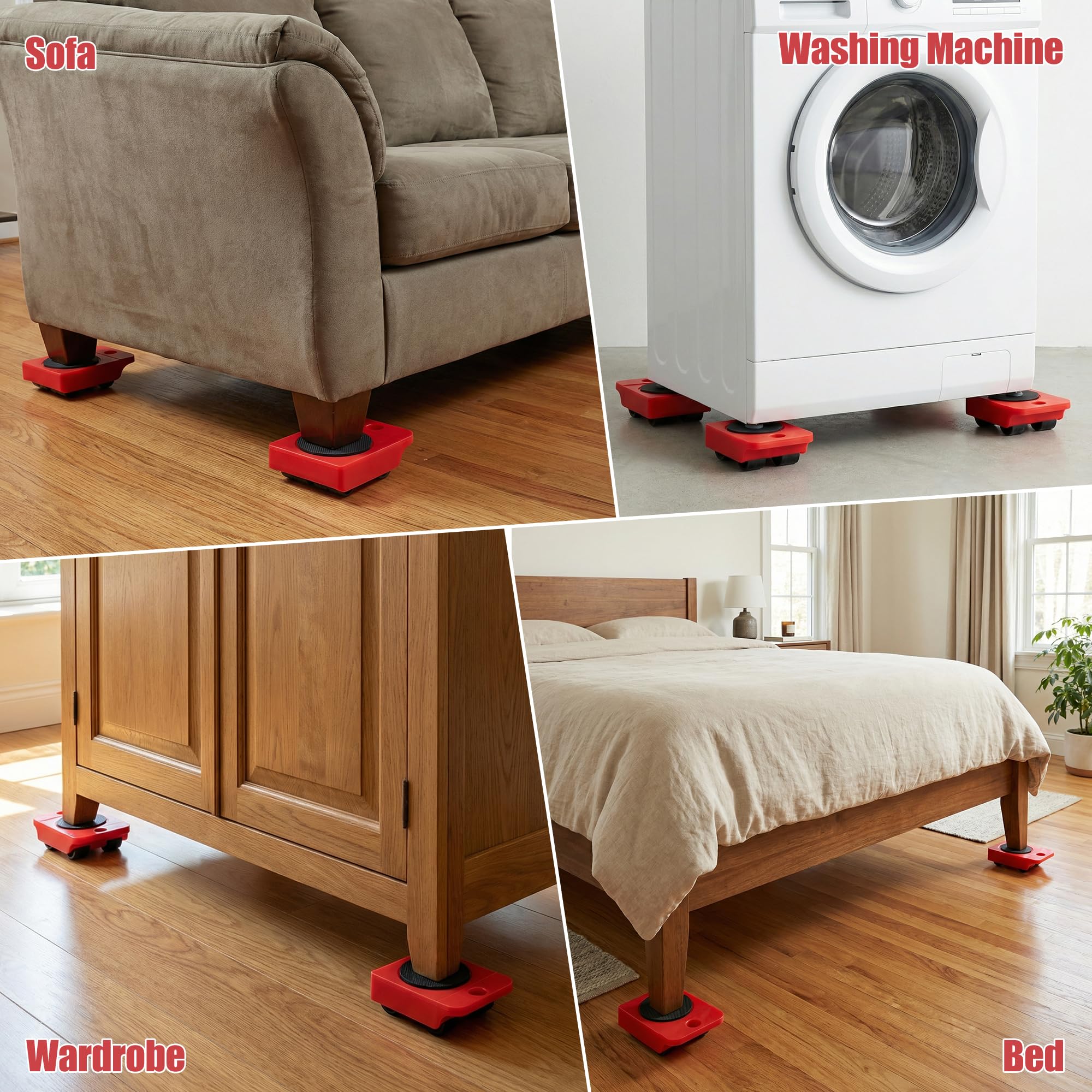 Juego de 7 herramientas de elevación resistentes para mover muebles, ruedas deslizantes con palanca de 200 kg de capacidad para muebles, refrigerador, sofá, armario